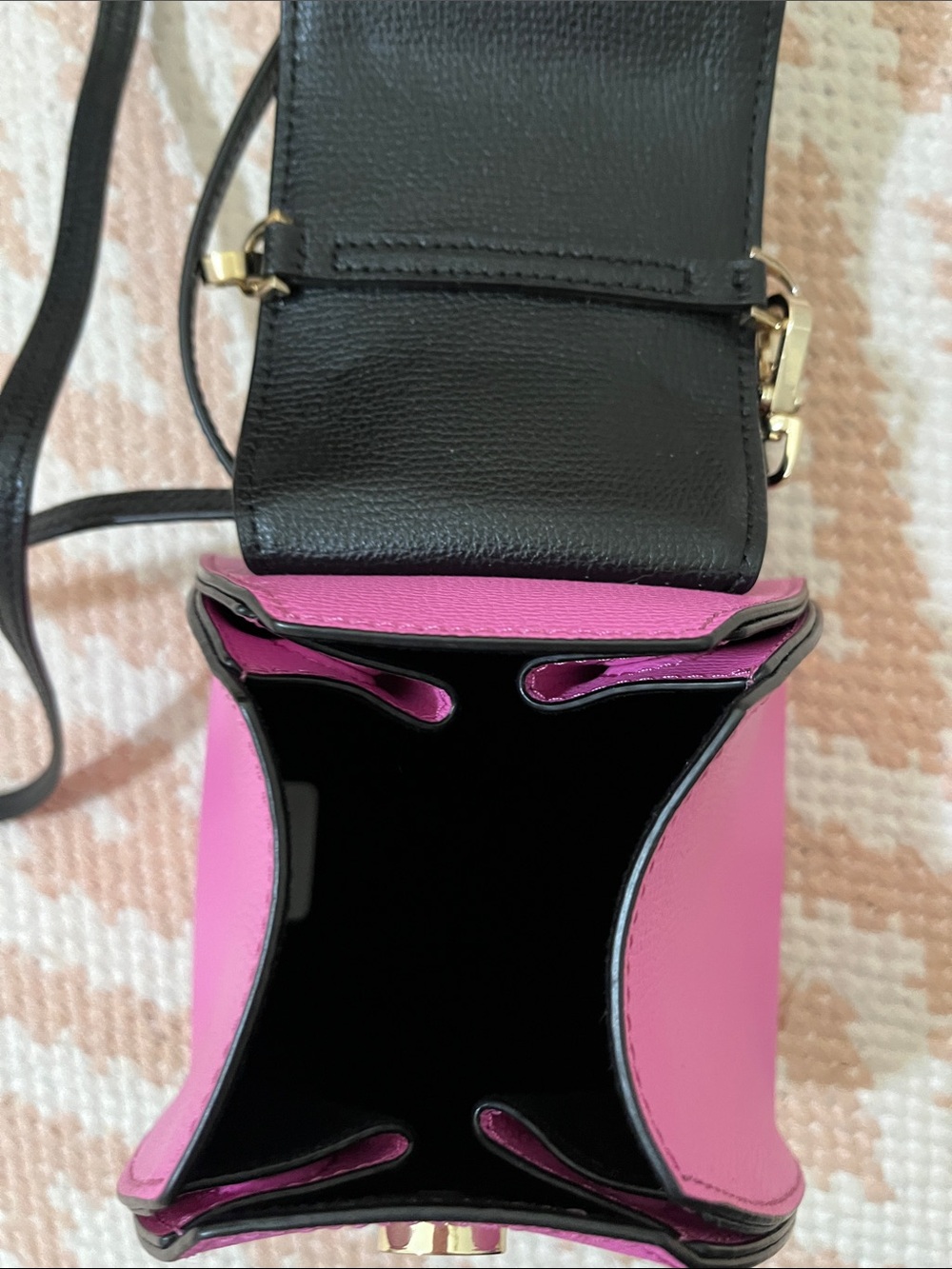 henri bendel Pink, Black & White Mini Leather Top-Handle Crossbody - Picture 9 of 9